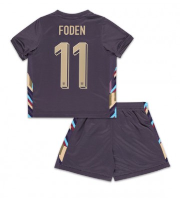 Inglaterra Phil Foden #11 Segunda Equipación Niños Eurocopa 2024 Manga Corta (+ Pantalones cortos)